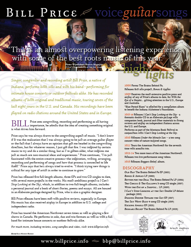 Bill Price One Sheet